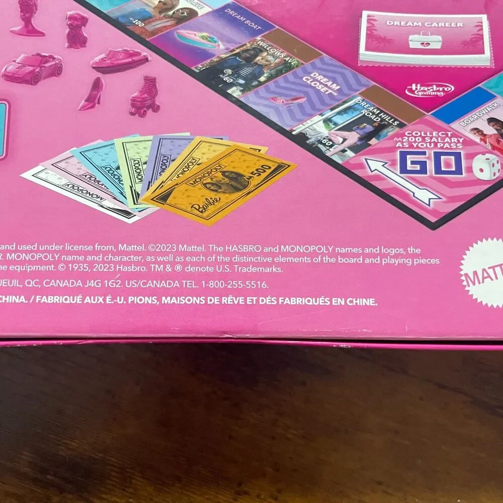 Monopoly Barbie Edition Board Game 2023 Hasbro Complete Family Strategy Game